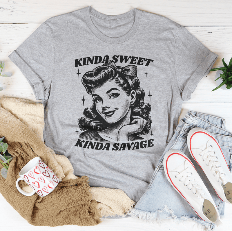 Kinda Sweet Kinda Savage Tee Athletic Heather / S Peachy Sunday T-Shirt