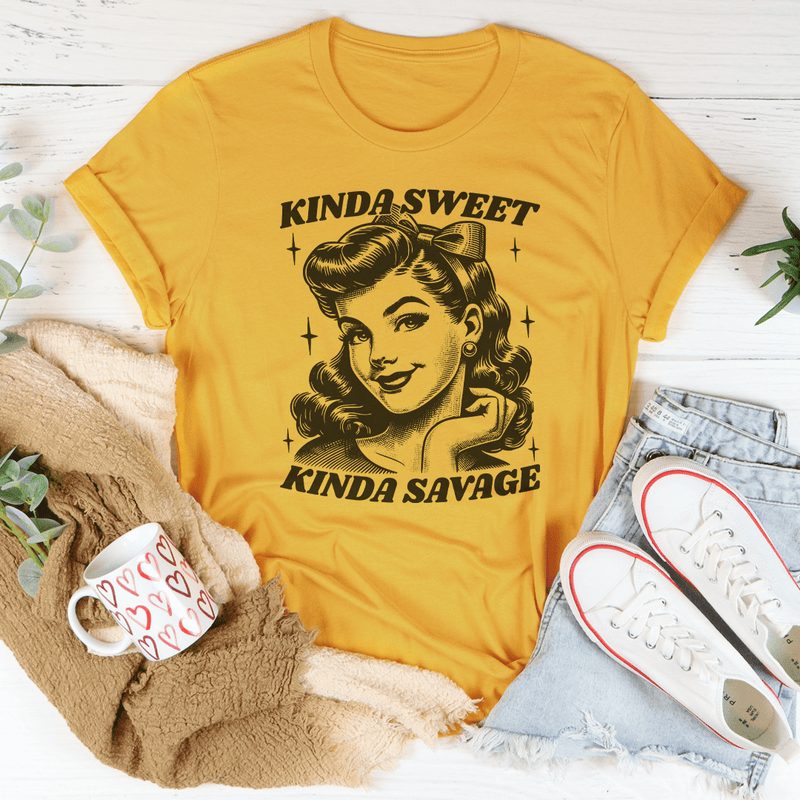 Kinda Sweet Kinda Savage Tee Mustard / S Peachy Sunday T-Shirt