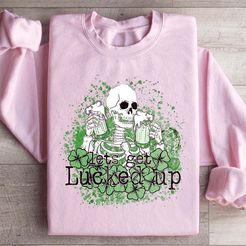 Let's Get Lucked Up Skull Sweatshirt Light Pink / S Peachy Sunday T-Shirt