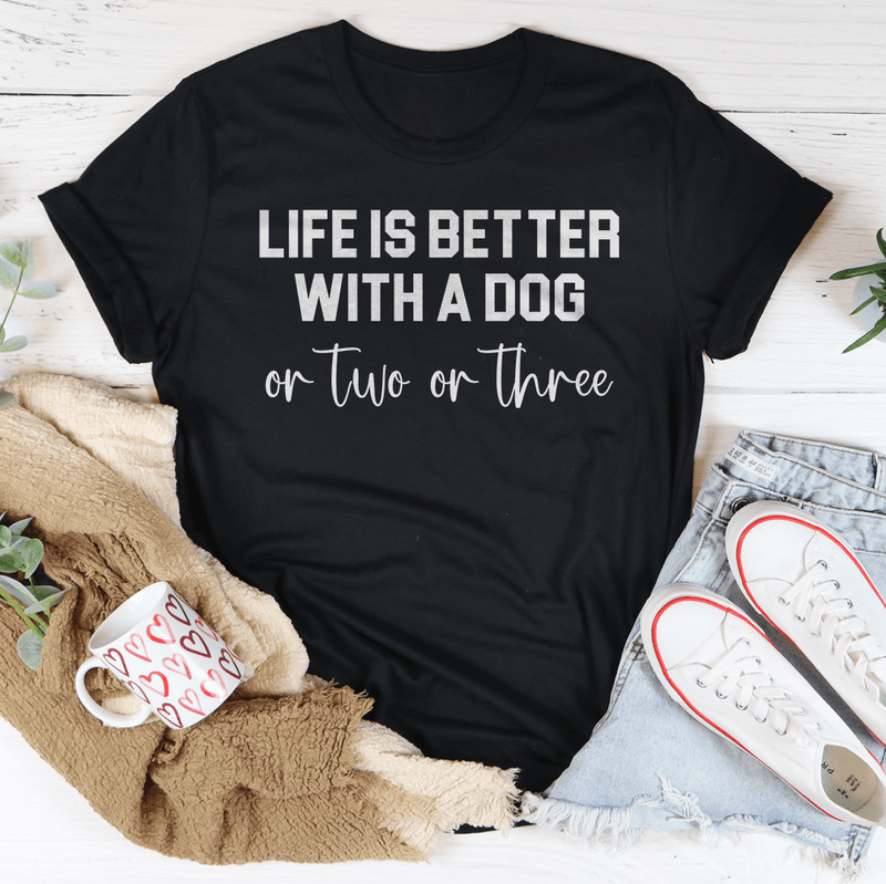 Life Is Better With A Dog On Two On Three Tee Black Heather / S Peachy Sunday T-Shirt