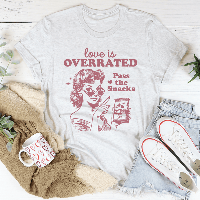 Love Is Overrated Pass The Snacks Tee White / S Peachy Sunday T-Shirt