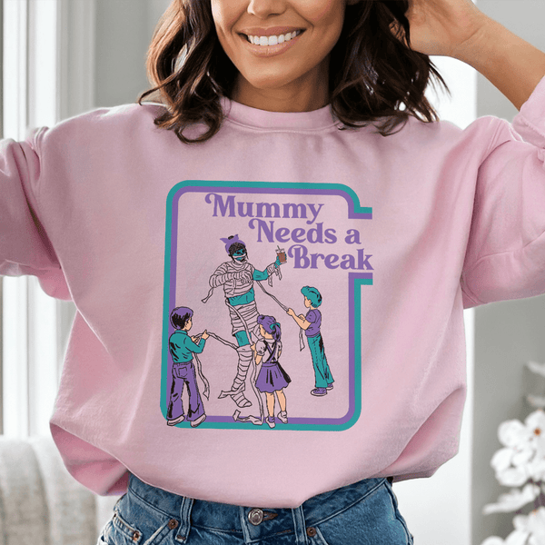 Mama Needs a Break Sweatshirt Light Pink / S Peachy Sunday T-Shirt