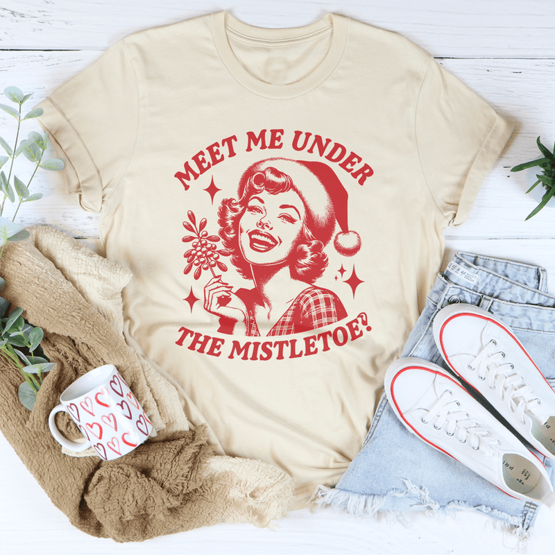 Meet Me Under The Mistletoe Tee Soft Cream / S Peachy Sunday T-Shirt