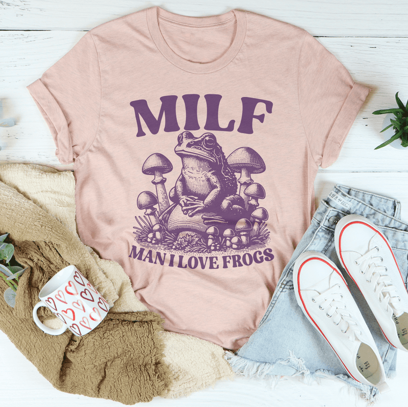 Milf Man I Love Frogs Tee Heather Prism Peach / S Peachy Sunday T-Shirt