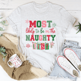 Most Likley To Be On The Naughty List Tee Ash / S Peachy Sunday T-Shirt