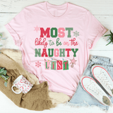 Most Likley To Be On The Naughty List Tee Pink / S Peachy Sunday T-Shirt