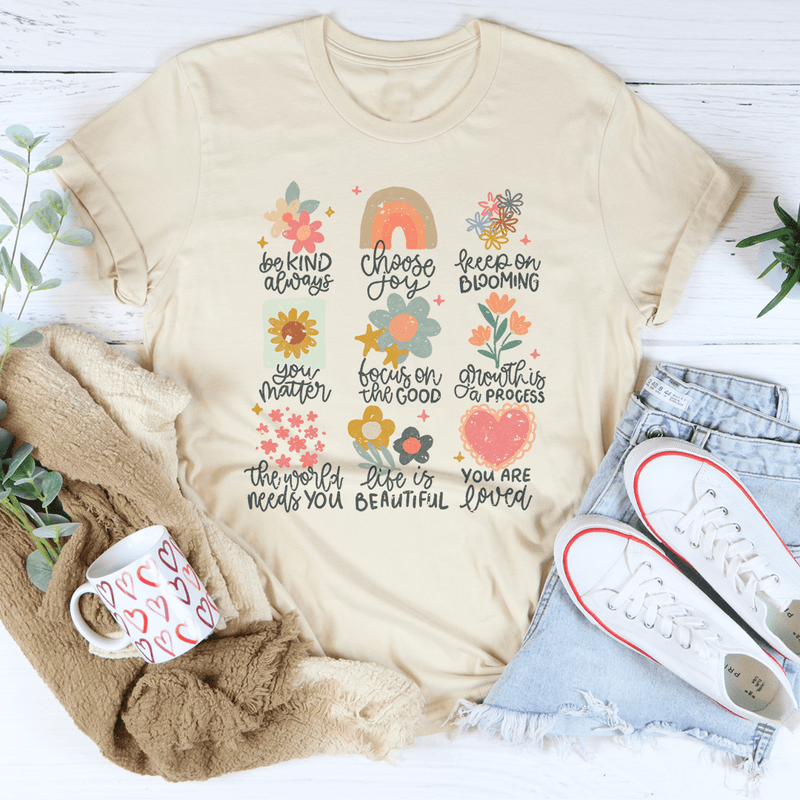 Positive Doodles Distressed Effect Tee Soft Cream / S Peachy Sunday T-Shirt