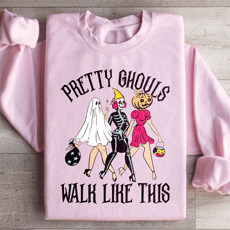 Pretty Ghouls Walk Like This Sweatshirt Light Pink / S Peachy Sunday T-Shirt