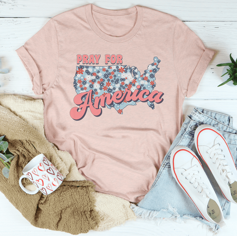 Pry For America Tee Heather Prism Peach / S Peachy Sunday T-Shirt