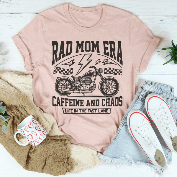 Rad Mom Era Caffeine And Chaos Tee Heather Prism Peach / S Peachy Sunday T-Shirt