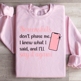 Screenshots Don't Phase Me Sweatshirt Light Pink / S Peachy Sunday T-Shirt