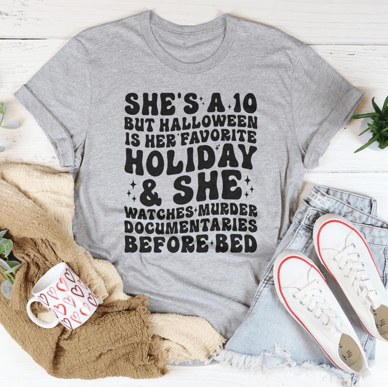 She's A 10 But Halloween Is Her Favorite Holiday Tee Athletic Heather / S Peachy Sunday T-Shirt