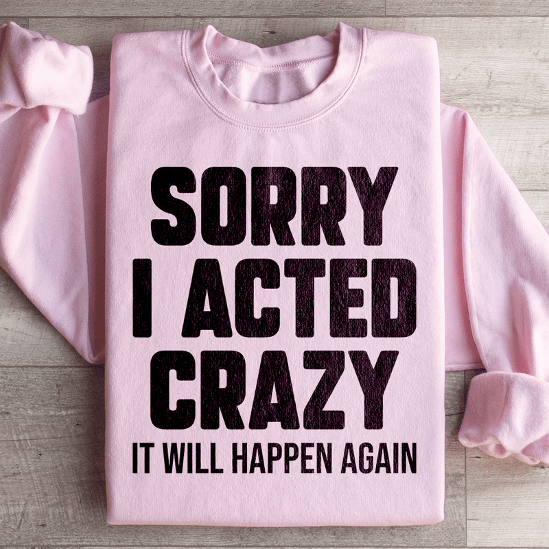 Sorry I Acted Crazy It Will Happen Again Sweatshirt Light Pink / S Peachy Sunday T-Shirt