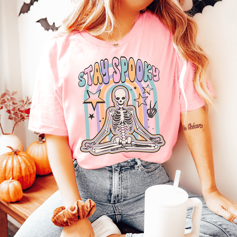 Stay Spooky Skeleton Tee Pink / S Peachy Sunday T-Shirt