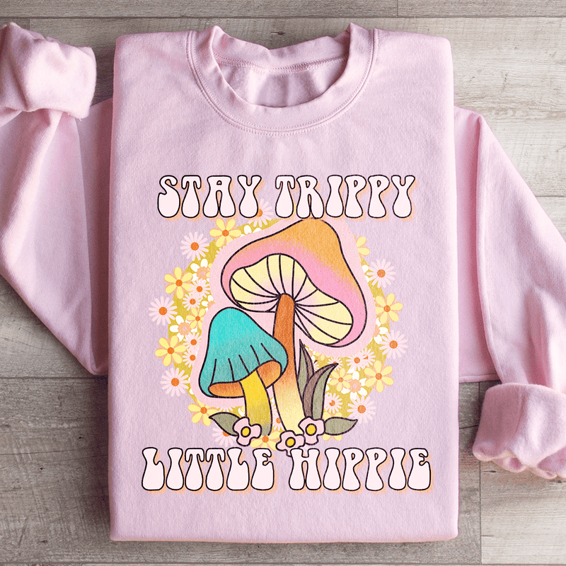 Stay Trippy Little Hippie Mushrooms Sweatshirt Light Pink / S Peachy Sunday T-Shirt