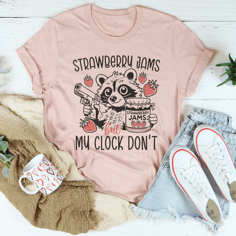 Strawberry Jams But My Clock Don't Tee Heather Prism Peach / S Peachy Sunday T-Shirt