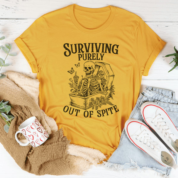 Surviving Purely Out Of Spite Tee Mustard / S Peachy Sunday T-Shirt