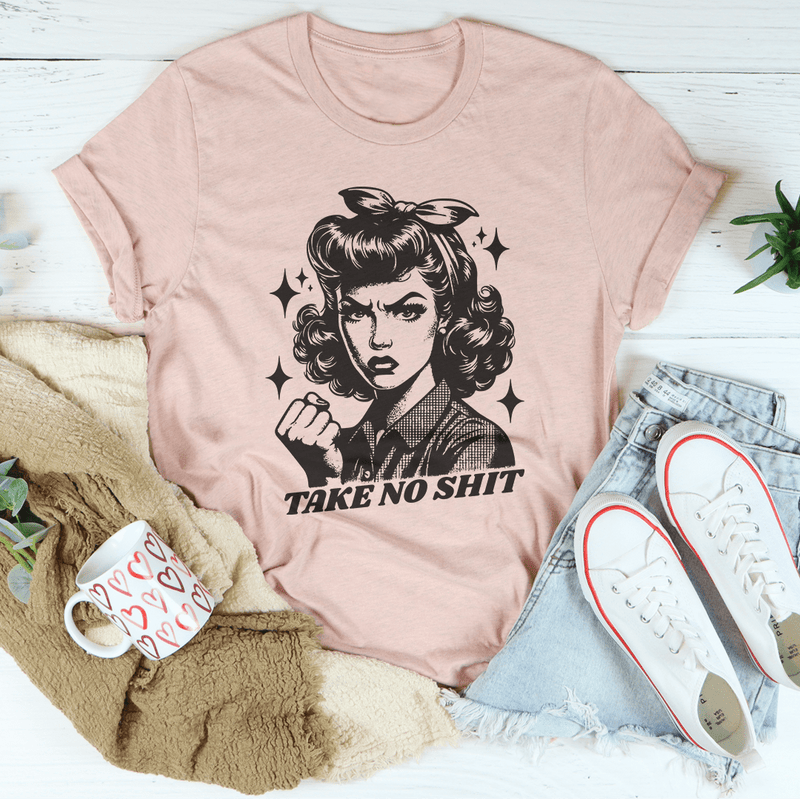 Take No Shit Retro Tee Heather Prism Peach / S Peachy Sunday T-Shirt