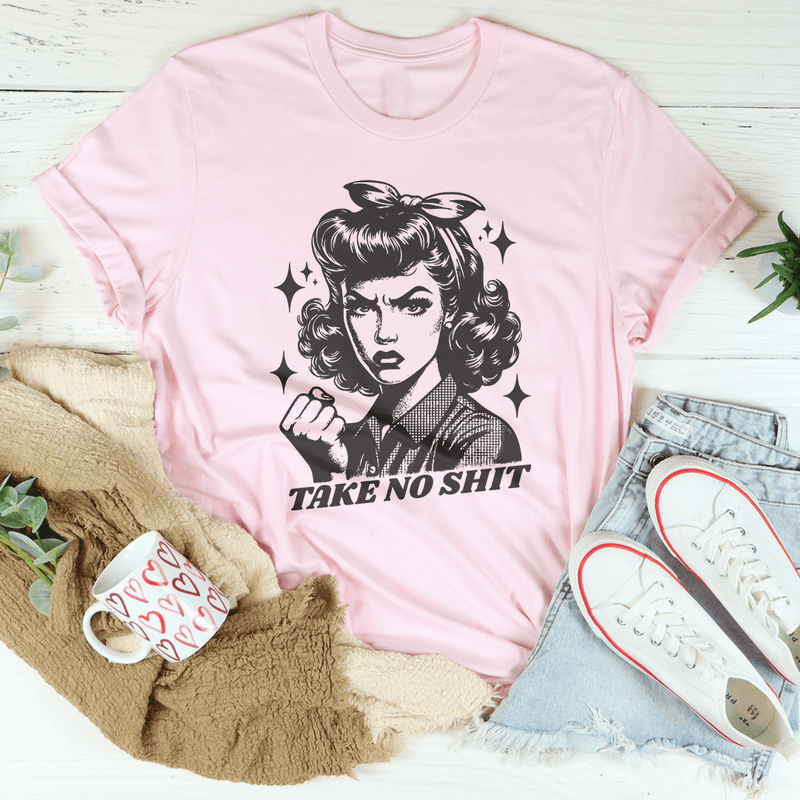 Take No Shit Retro Tee Pink / S Peachy Sunday T-Shirt