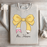 Teacher Personalized Bow Pencil Sweatshirt with Name Sand / S printful T-Shirt