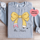 Teacher Personalized Bow Pencil Sweatshirt with Name Sport Grey / S printful T-Shirt