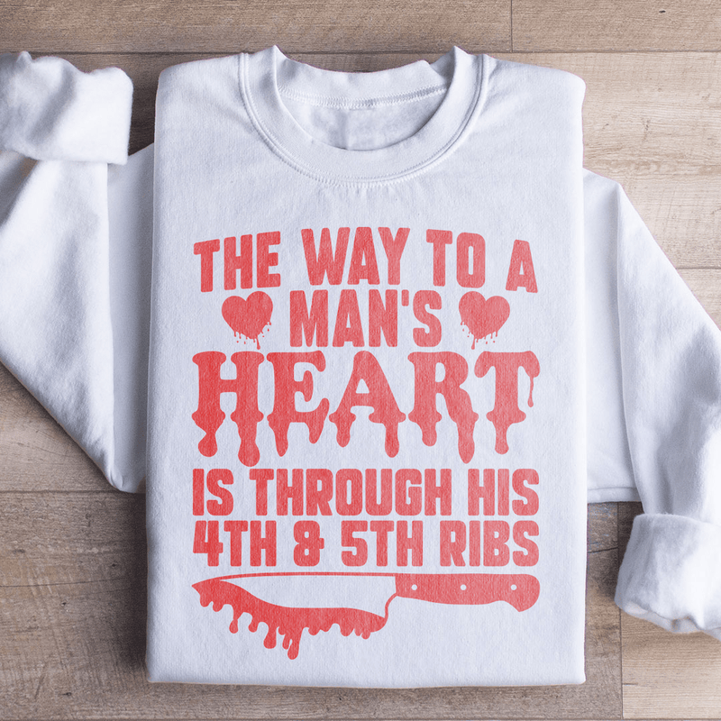 The Way To A Mans Heart Is Through His Ribs Sweatshirt White / S Peachy Sunday T-Shirt