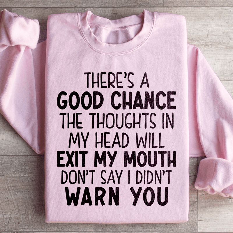 There's A Good Chance The Thoughts In My Head Will Exit My Mouth Sweatshirt Light Pink / S Peachy Sunday T-Shirt