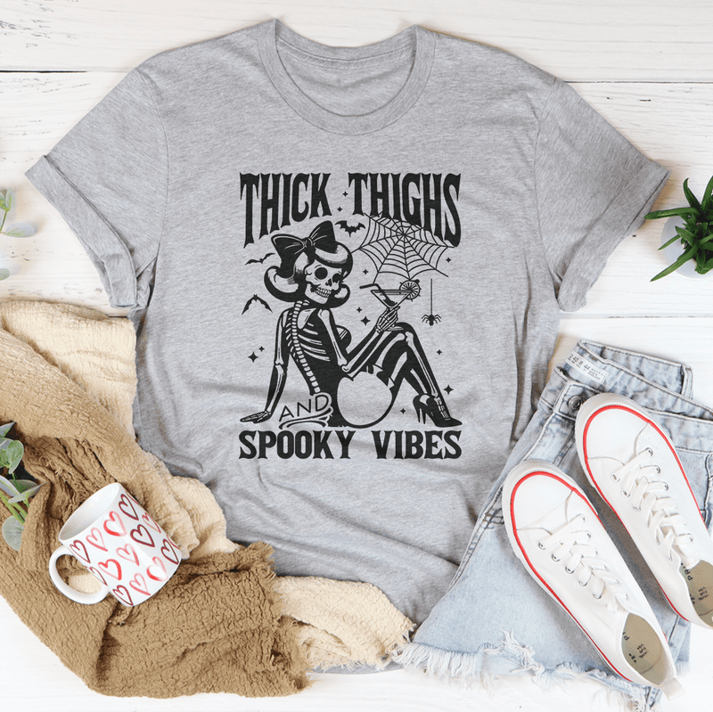 Thick Thighs And Spooky Vibes Tee Athletic Heather / S Peachy Sunday T-Shirt