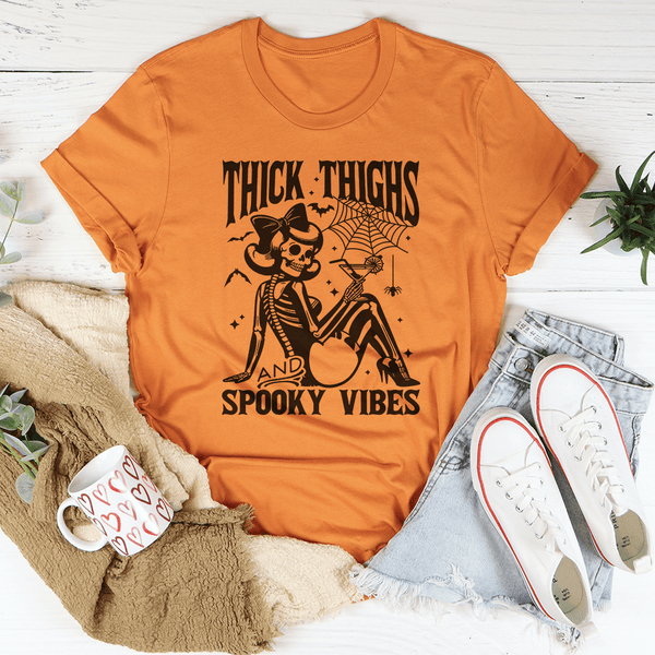 Thick Thighs And Spooky Vibes Tee Heather Orange / S Peachy Sunday T-Shirt