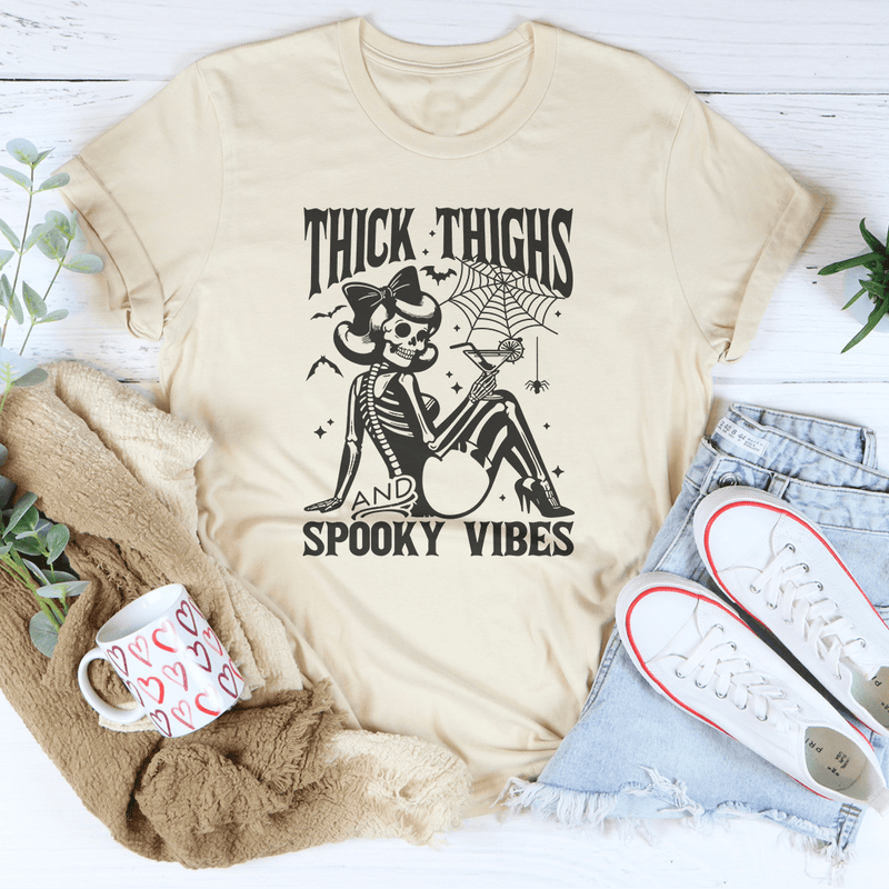 Thick Thighs And Spooky Vibes Tee Soft Cream / S Peachy Sunday T-Shirt