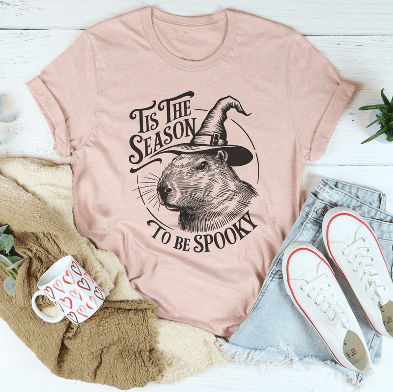 Tis The Season To Be Spooky Capybara Tee Heather Prism Peach / S Peachy Sunday T-Shirt