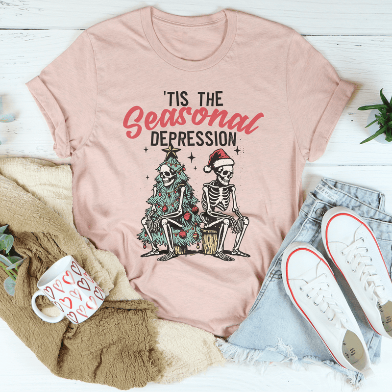 Tis The Seasonal Depression Tee Heather Prism Peach / S Peachy Sunday T-Shirt