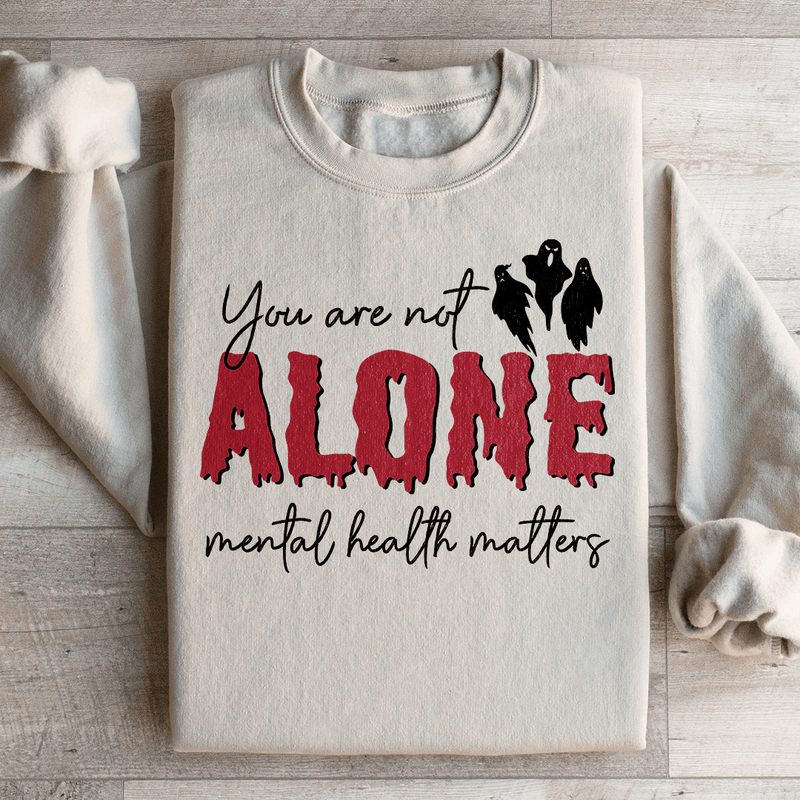 You Are Not Alone Mental Health Awareness Halloween Sweatshirt Sand / S Peachy Sunday T-Shirt