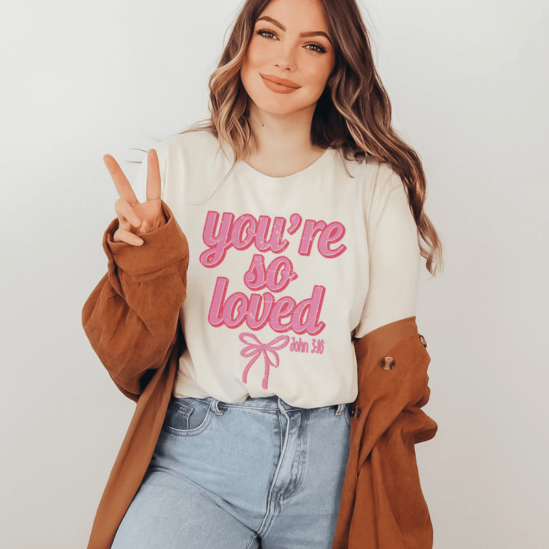 You're So Loved John 3:16 Tee Soft Cream / S Peachy Sunday T-Shirt