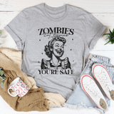 Zombies Eat Brains You're Safe Tee Athletic Heather / S Peachy Sunday T-Shirt