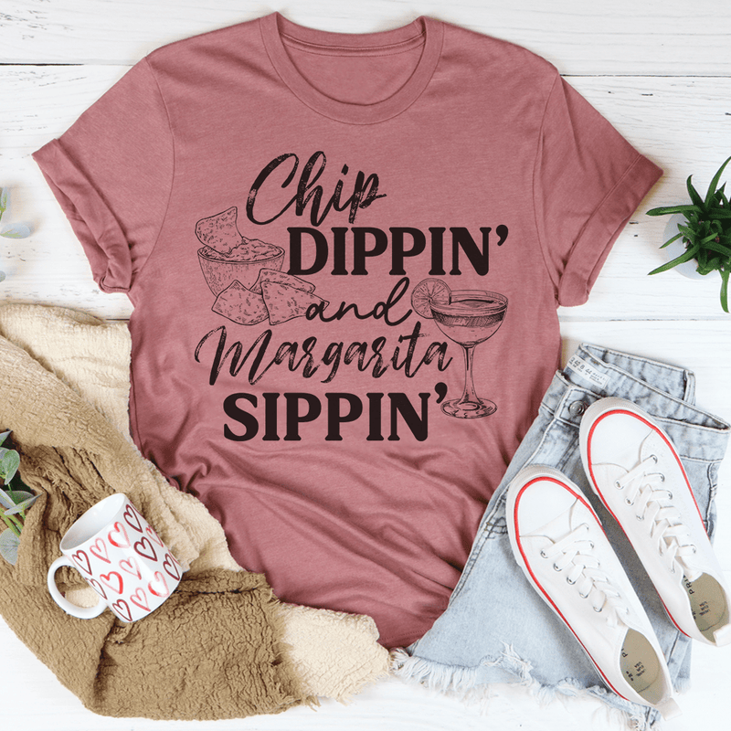 Chip Dippin' And Margarita Sippin' Tee Peachy Sunday T-Shirt