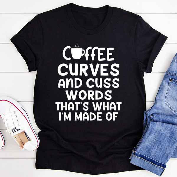 Coffee Curves & Cuss Words Tee Black Heather / S Peachy Sunday T-Shirt