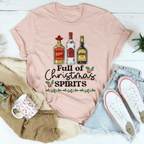 Full Of Christmas Spirits Tee Heather Prism Peach / S Peachy Sunday T-Shirt