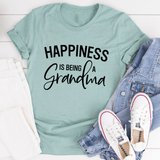 Happiness Is Being A Grandma Tee Heather Prism Dusty Blue / S Peachy Sunday T-Shirt