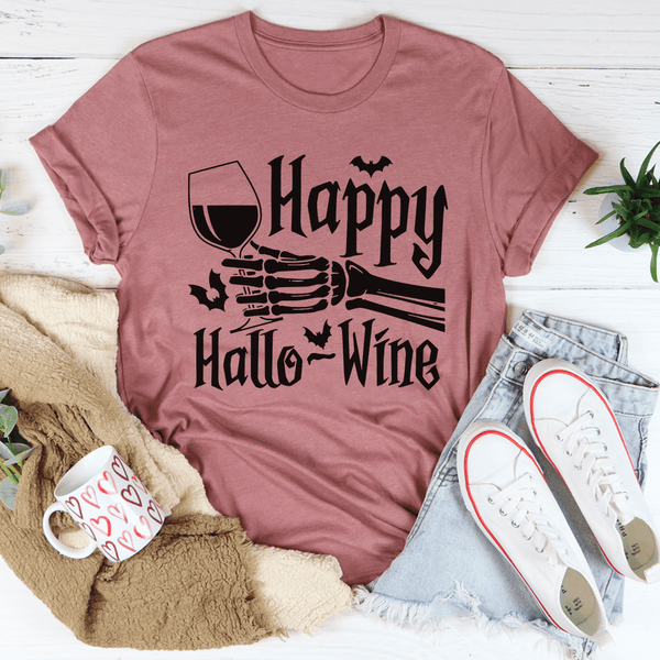 Happy Hallowine Skull Hand Tee Mauve / S Peachy Sunday T-Shirt