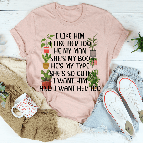 I Like Him Plants Tee Heather Prism Peach / S Peachy Sunday T-Shirt