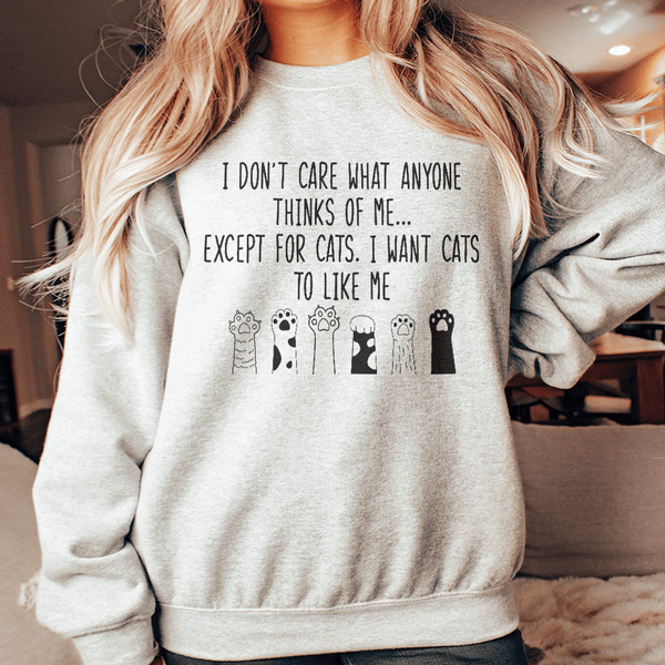 I Want Cats To Like Me Sweatshirt Sport Grey / S Peachy Sunday T-Shirt