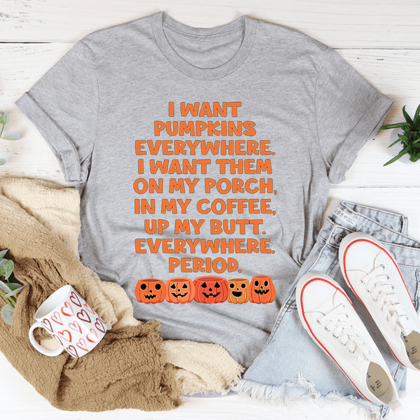 I Want Pumpkins Everywhere Tee Black Heather / S Peachy Sunday T-Shirt