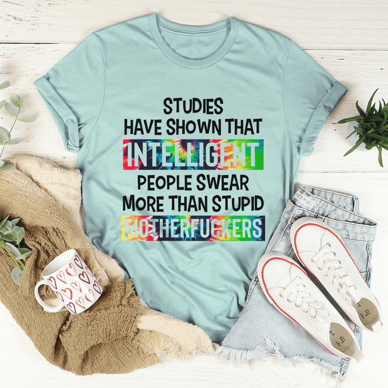 Intelligent People Swear Tee Heather Prism Dusty Blue / S Peachy Sunday T-Shirt