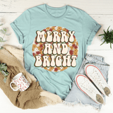 Merry And Bright Tee Heather Prism Dusty Blue / S Peachy Sunday T-Shirt