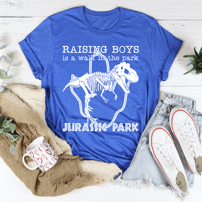 Raising Boys Is A Walk In The Park Tee Heather True Royal / S Printify T-Shirt T-Shirt