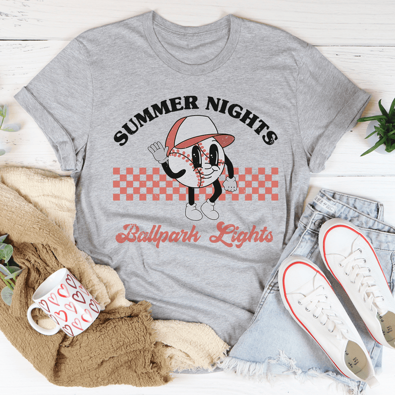 Summer Nights Ballpark Lights Tee Peachy Sunday T-Shirt